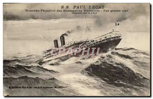 Cartes postales Bateau Paquebot des Messageries Maritimes SS Paul Lecat