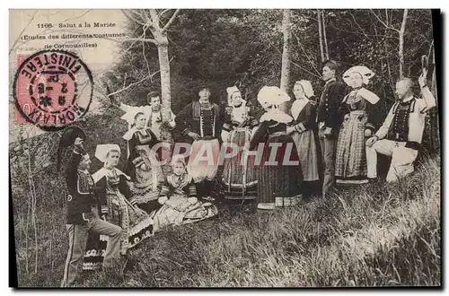 Cartes postales Folklore Lits Clos Salut a la mariee Cornouailles Mariage