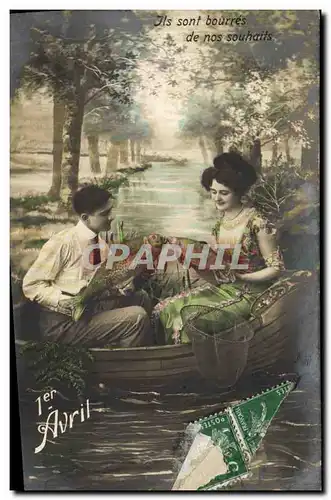 Cartes postales Fantaisie Paques Poisson Femme