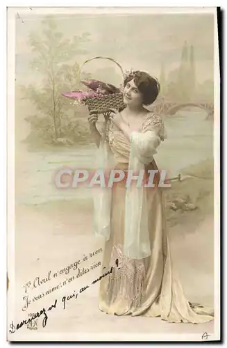Cartes postales Fantaisie Paques Poisson Femme