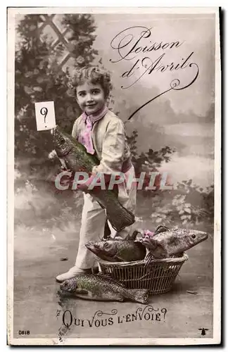 Cartes postales Fantaisie Paques Poisson Enfant