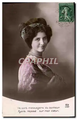 Cartes postales Fantaisie Paques Poisson Femme