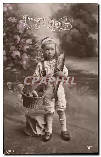 Cartes postales Fantaisie Paques Poisson Enfant