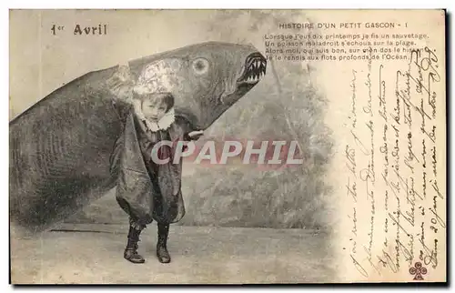 Cartes postales Fantaisie Paques Poisson Enfant Histoire d&#39un petit garcon