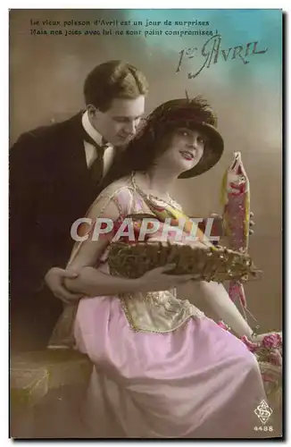 Cartes postales Fantaisie Paques Poisson Femme