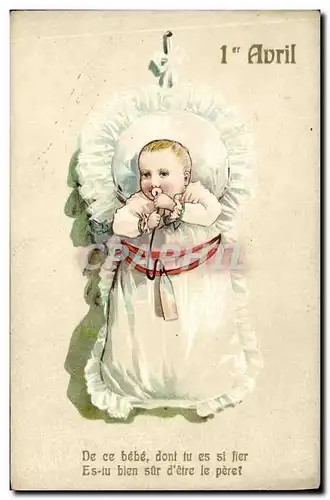 Cartes postales Fantaisie Paques Poisson Enfant Bebe