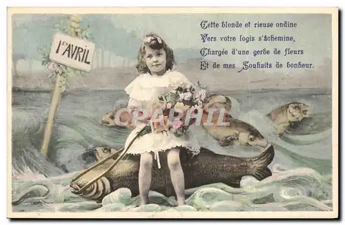 Cartes postales Fantaisie Paques Poisson Enfant