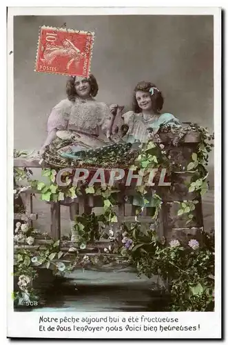 Cartes postales Fantaisie Paques Poisson Enfants