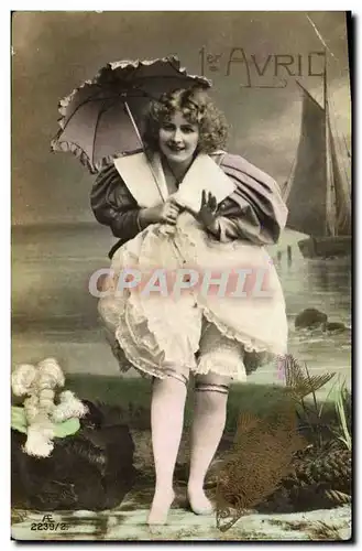 Cartes postales Fantaisie Paques Poisson Femme
