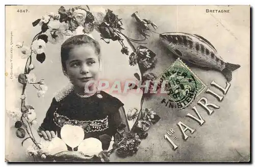 Cartes postales Fantaisie Paques Poisson Femme