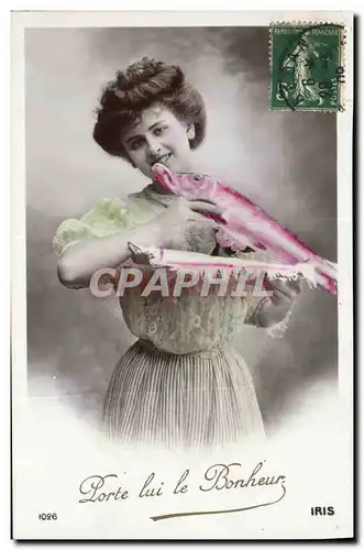Cartes postales Fantaisie Paques Poisson Femme