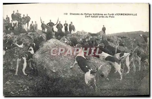 Cartes postales Chasse a courre Chasses du rallye Vallieres en foret d&#39Ermenonville Cerf hallali pres du Polo
