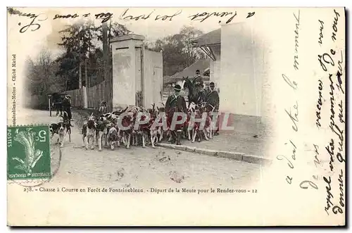 Cartes postales Chasse a courre en Foret de Fontainebleau Depart de la meute pour le rendez vous Chiens Chien