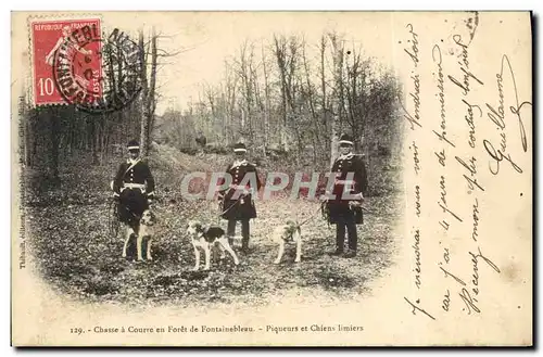 Cartes postales Chasse a courre en Foret de Fontainebleau Piqueurs et chiens limiers Chiens Chien