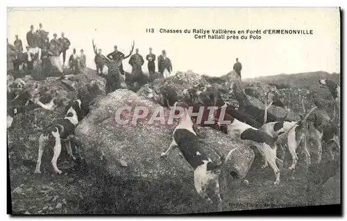 Cartes postales Chasse a courre Chasses du rallye Vallieres en foret d&#39Ermenonville Cerf hallali pres du Polo