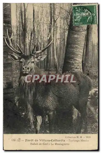 Ansichtskarte AK Chasse a courre Foret de Villers Cotterets Equipage Menier Hallali de cerf a Montagnette