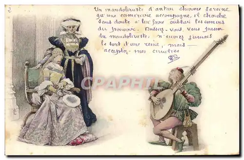 Cartes postales Fantaisie Illustrateur Troubadour Femme