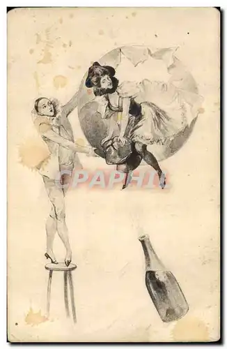 Cartes postales Fantaisie Illustrateur Femme Pierrot