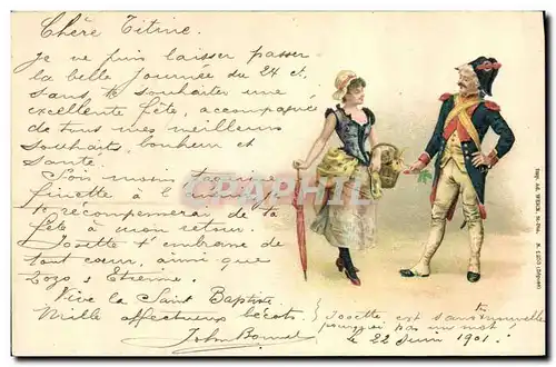 Cartes postales Fantaisie Illustrateur Femme Soldat Militaria