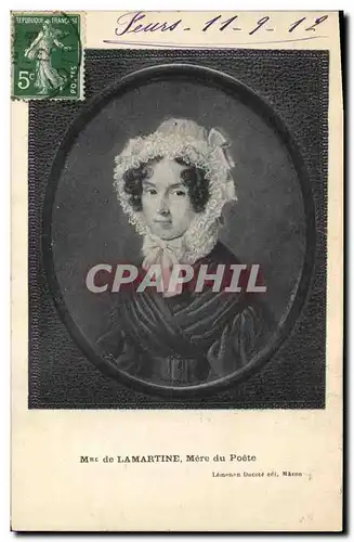 Cartes postales Mme de Lamartine Mere du poete