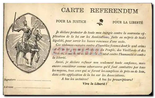 Cartes postales Jeanne d&#39Arc Carte Referendum Pour la justice Pour la Liberte TOP