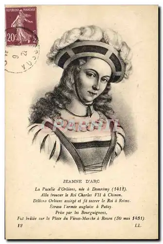 Cartes postales Jeanne d&#39Arc La pucelle d&#39Orleans nee a Domremy