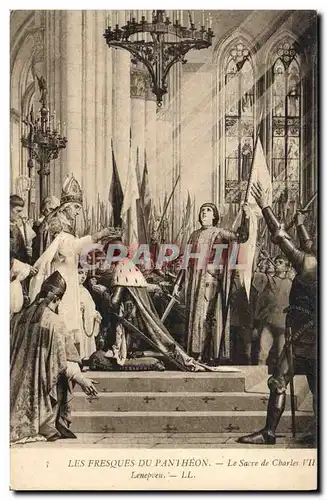 Cartes postales Les fresques du Pantheon Le sacre de Charles VII Lenepveu Jeanne d&#39Arc