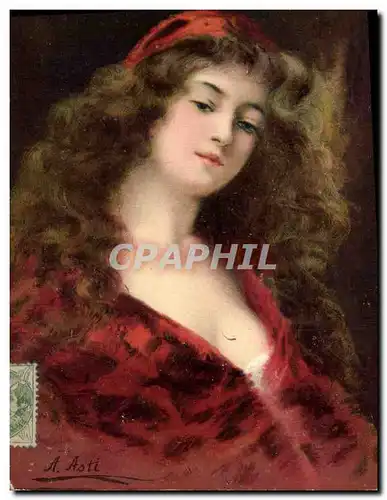 Cartes postales Fantaisie Illustrateur Asti Femme