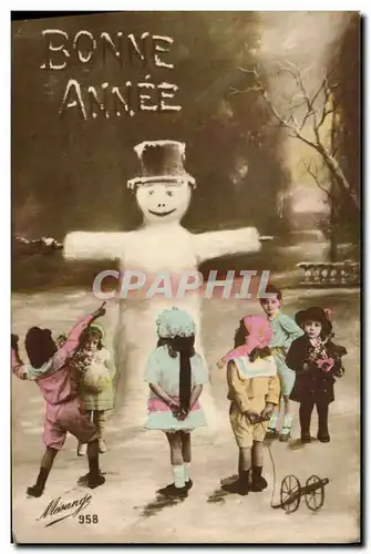 Ansichtskarte AK Fantaisie Bonhomme de neige Enfants