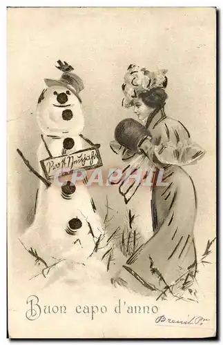 Cartes postales Fantaisie Bonhomme de neige Femmes