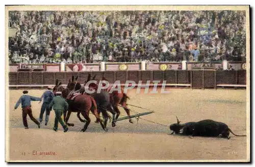 Ansichtskarte AK Corrida Course de taureaux El arrastre