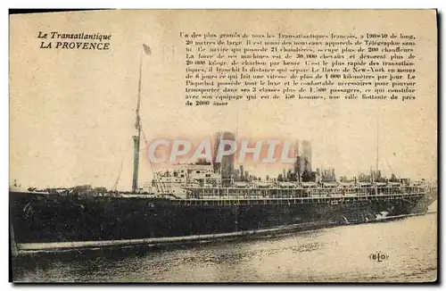 Ansichtskarte AK Bateau Paquebot Le Transatlantique La Provence