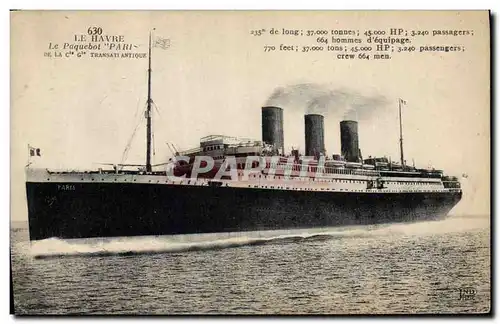 Cartes postales Bateau Paquebot Le Havre Cie Gle Transatlantique