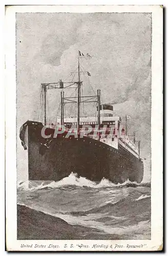 Cartes postales Bateau Paquebot United States Lines SS PRes Harding et Pres Roosevelt