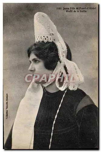 Cartes postales Folklore Jeune fille de Pont L&#39Abbe Profil de la coiffe