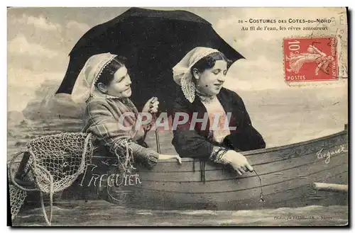 Cartes postales Folklore Costumes des Cotes du Nord Au fil de l&#39eau les reves amoureux