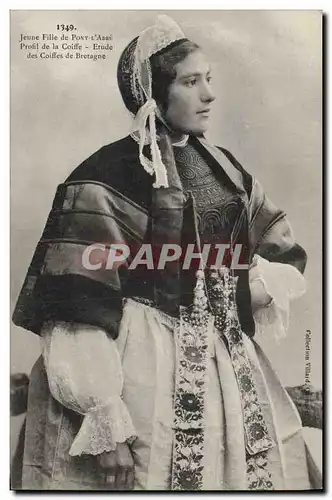 Cartes postales Folklore Jeune fille de Pont L&#39Abbe Profil de la coiffe