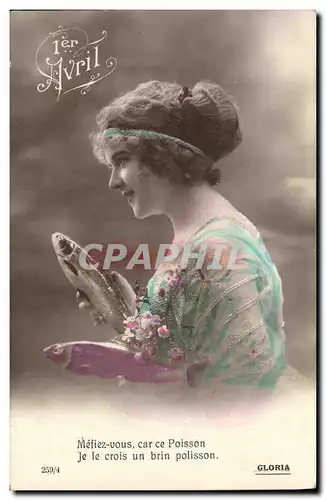 Cartes postales Fantaisie Paques 1er Avril Femme