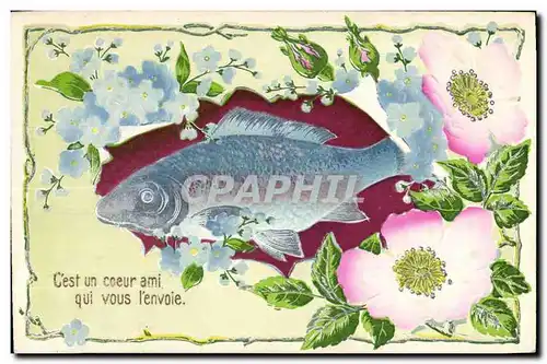 Cartes postales Fantaisie Paques 1er Avril Fleurs