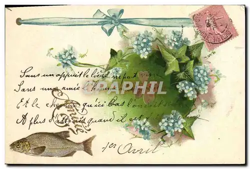 Cartes postales Fantaisie Paques 1er Avril Fleurs