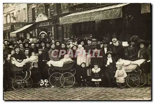 CARTE PHOTO Paris 1er Bebes Enfants Pousettes