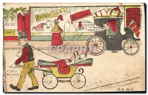 Cartes postales Fantaisie Enfant Poussette Automobile