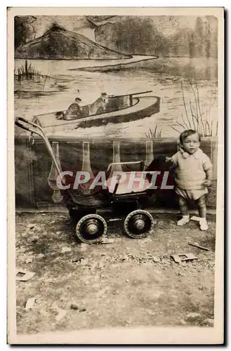 CARTE PHOTO Bebe Enfant Pousette