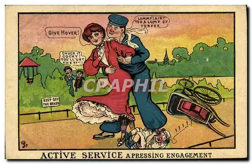 Cartes postales Fantaisie Active service Poussette Marin Militaria