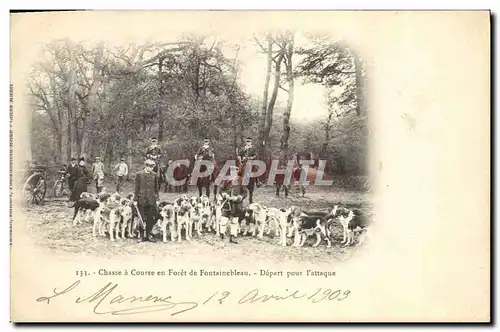 Ansichtskarte AK Chasse a courre en Foret de Fontainebleau Depart pour l&#39attaque Chiens Chien
