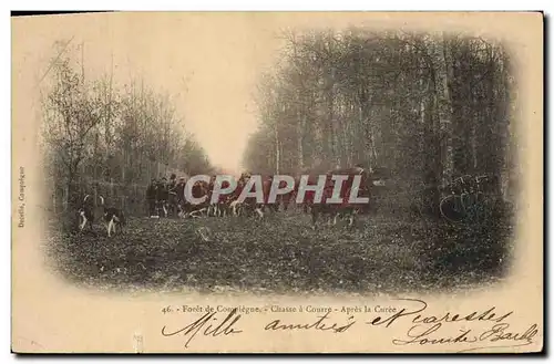 Cartes postales Chasse a courre Foret de Compiegne Apres la curee Chiens Chien