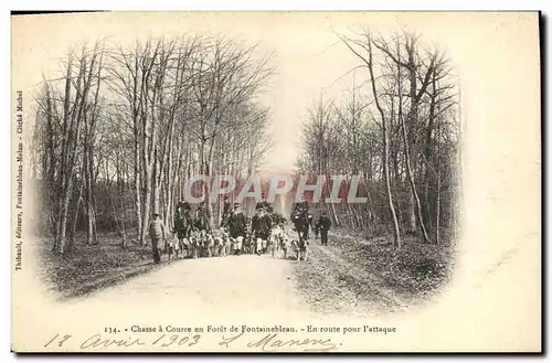 Cartes postales Chasse a courre en Foret de Fontainebleau En route pour l&#39attaque Chiens Chien