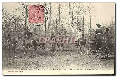 Cartes postales Chasse a courre dans la Foret de Dreux Le lancer Le piqueur vient de sonner la vue