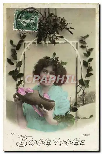 Cartes postales Fantaisie Femme Bonne annee Sabot