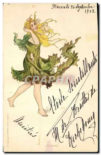 Cartes postales Fantaisie Illustrateur Femme L&#39automne